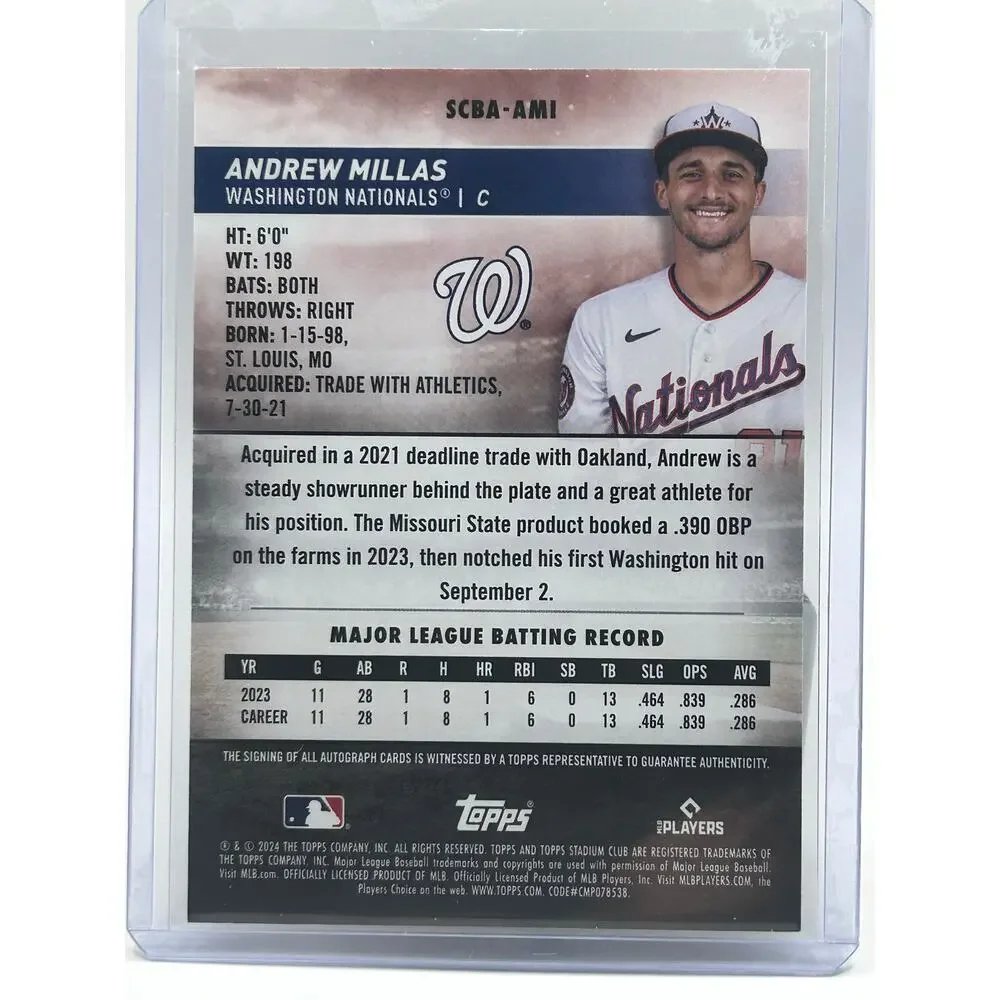 2024 Topps Stadium Club Andrew Millas Rookie On Card Auto Nationals RC - Picture 2 of 2